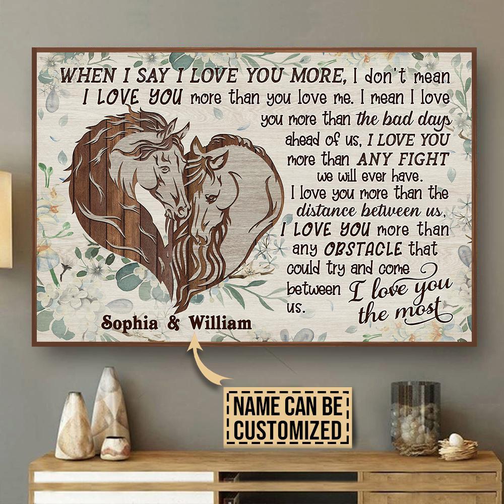 Aeticon Gifts Personalized Horse I Love You More Canvas Mom Dad Gift Home Decor