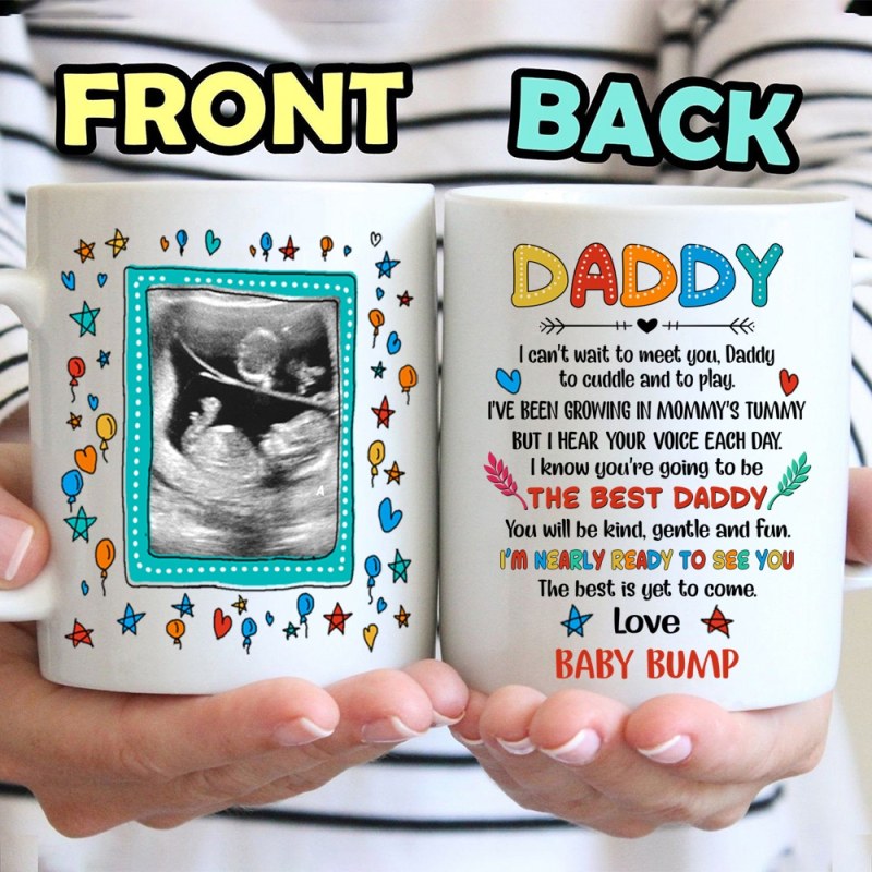 Personalized I Hear Your Voice Mug, Custom Sonogram Photo Gift For Dad To Be