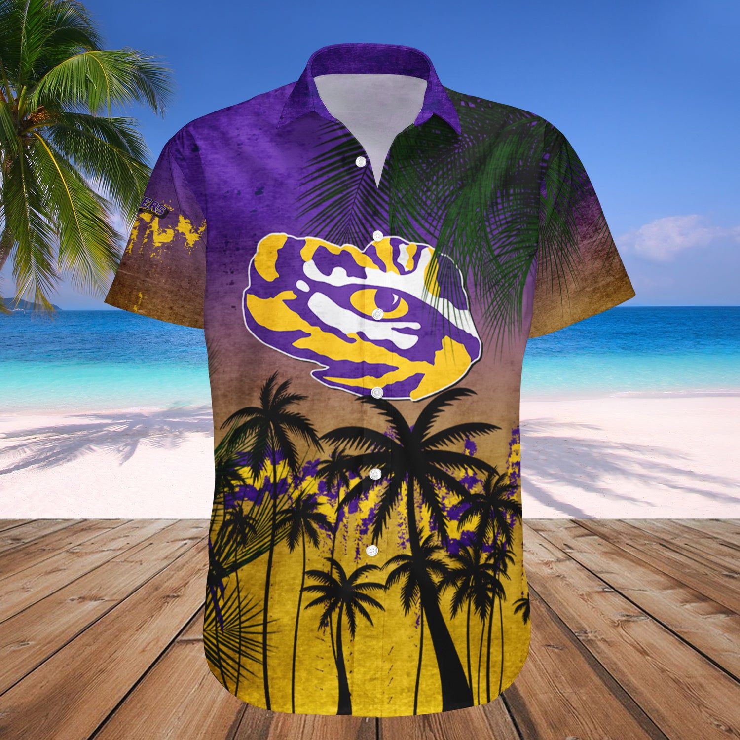 Lsu Tigers Hawaii Shirt Coconut Tree Tropical Grunge – NCCA