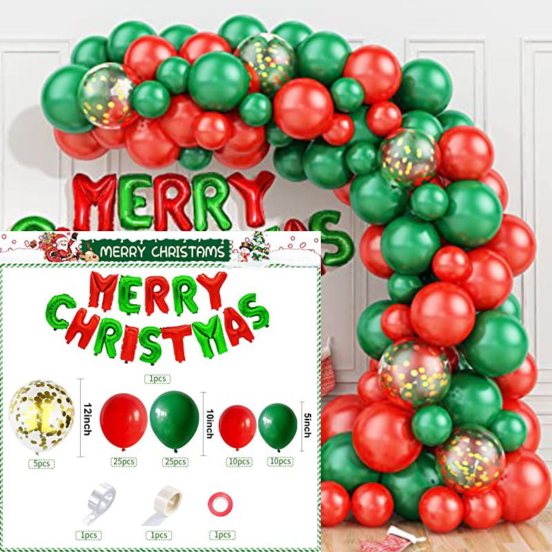 Christmas Theme Boutique Latex Balloon Chain Party Decoration Candy Cane Star Pull Flag Combination Christmas Venue Arrangement alx