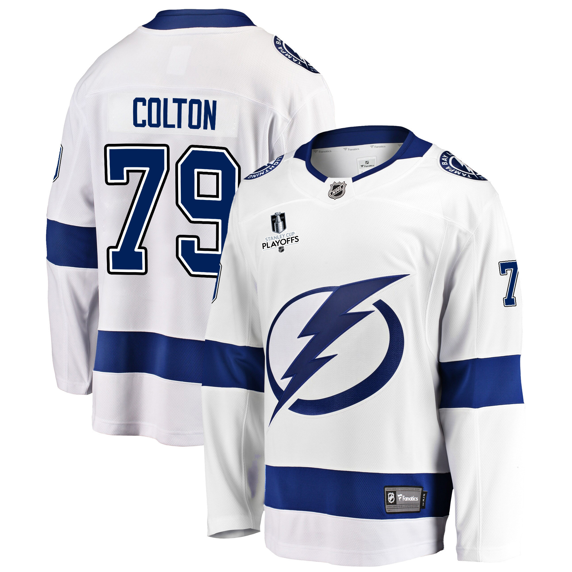 Tampa Bay Lightning Ross Colton 79 Away 2022 Stanley Cup Playoffs Breakaway Men Jersey – White