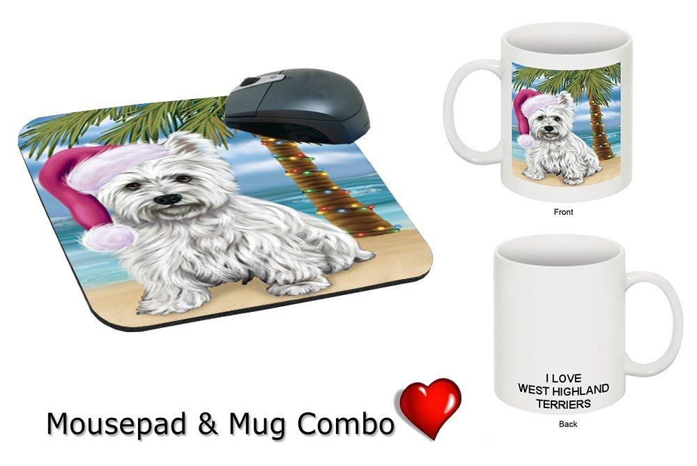 Summertime West Highland White Terrier Puppy On Beach Christmas Mug & Mousepad Combo Gift Set Mmcg1147