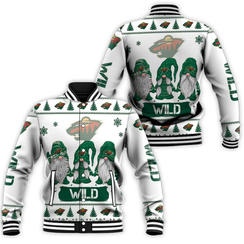 Minnesota Wild Christmas Gnomes Baseball Jacket