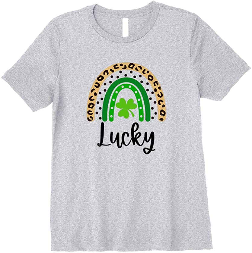 Womens Lucky St. Patrick’s Day Rainbow Leopard Print Premium T-Shirt