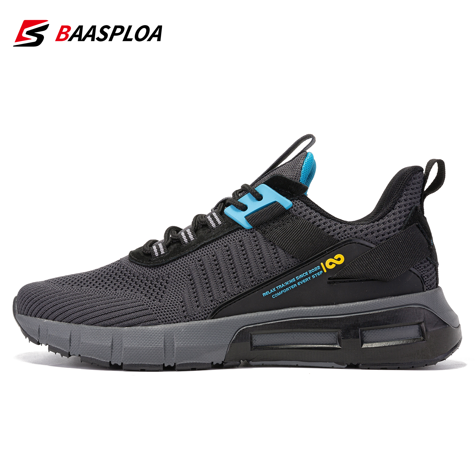 Baasploa New Men’s Sneakers Lightweight Breathable Walking Shoes Comfortable Casual Male Non-Slip Running Gym Shoes alx