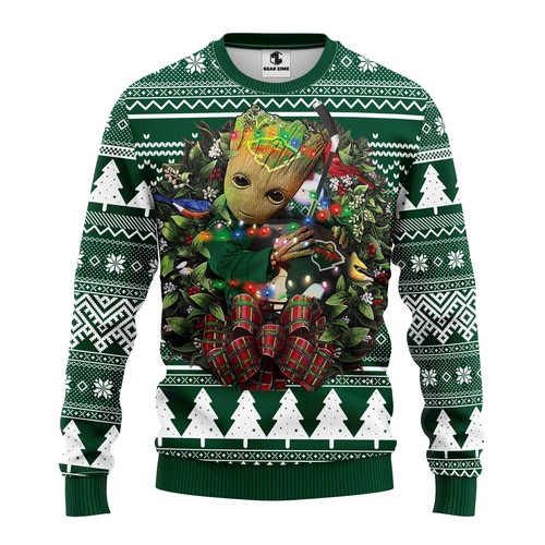 Minnesota Wild Groot Hug Christmas Gift For Fan Ugly Wool Sweater Christmas