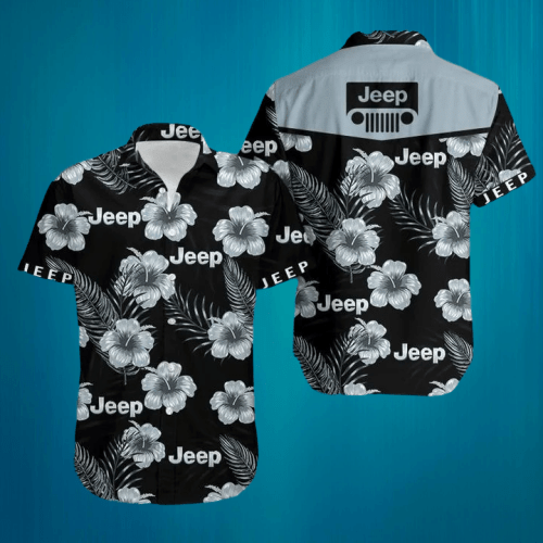 Get Here Jeep Hibiscus Black Unisex Hawaii Aloha Shirts Ha94025