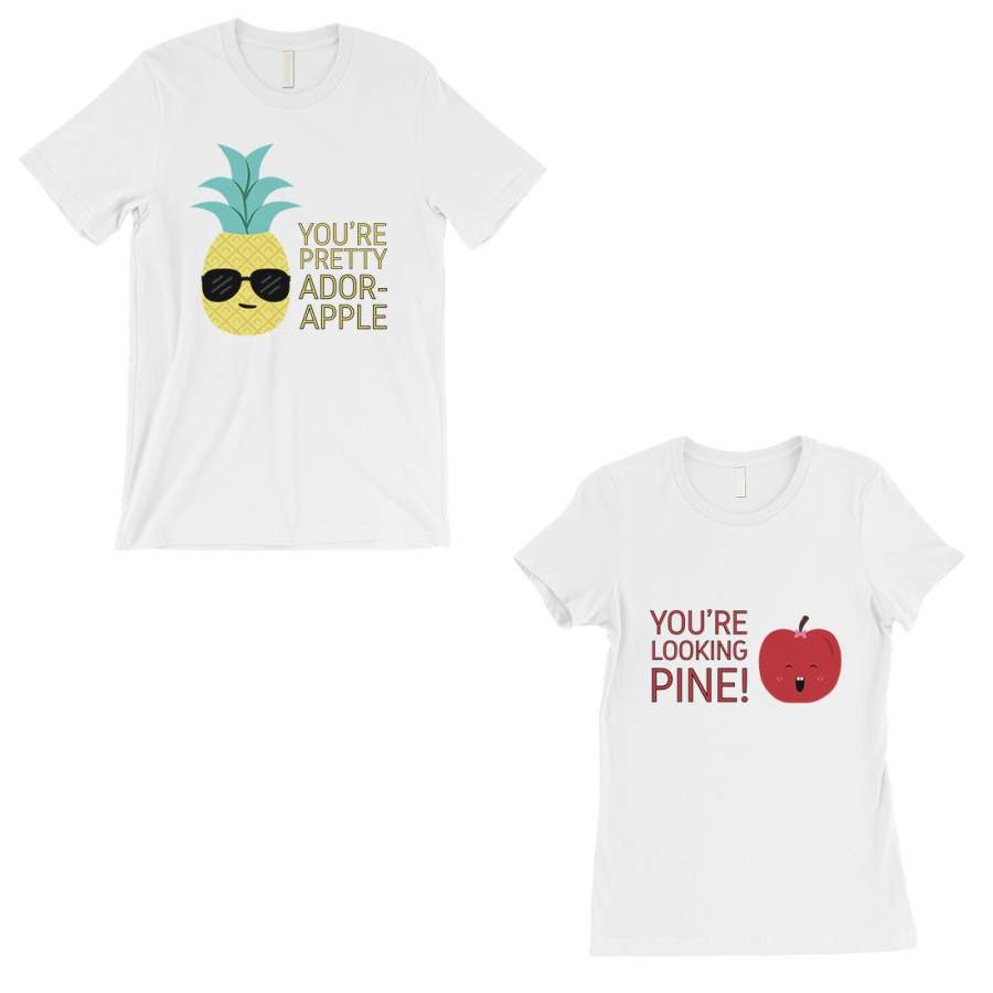 Pineapple Apple Matching Couple Gift Shirts White Valentine’s Day