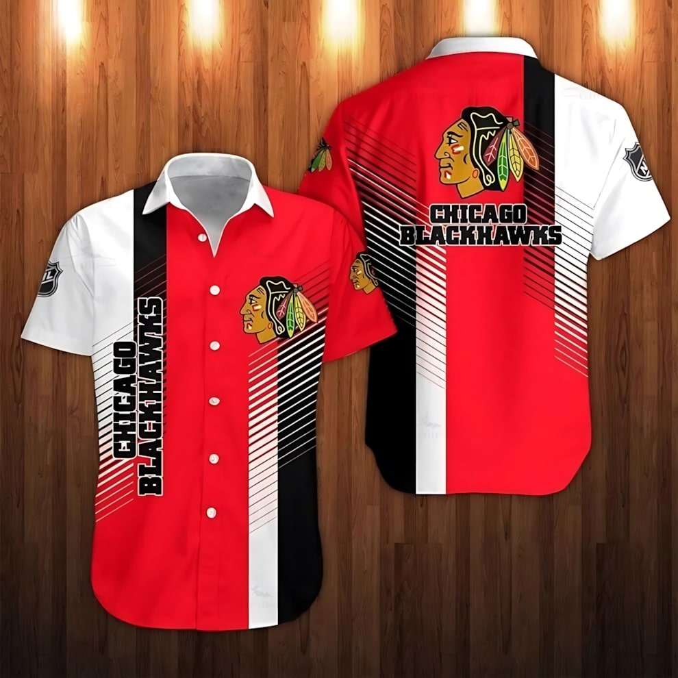Chicago Blackhawks Bold Stripes Hawaiian Shirt
