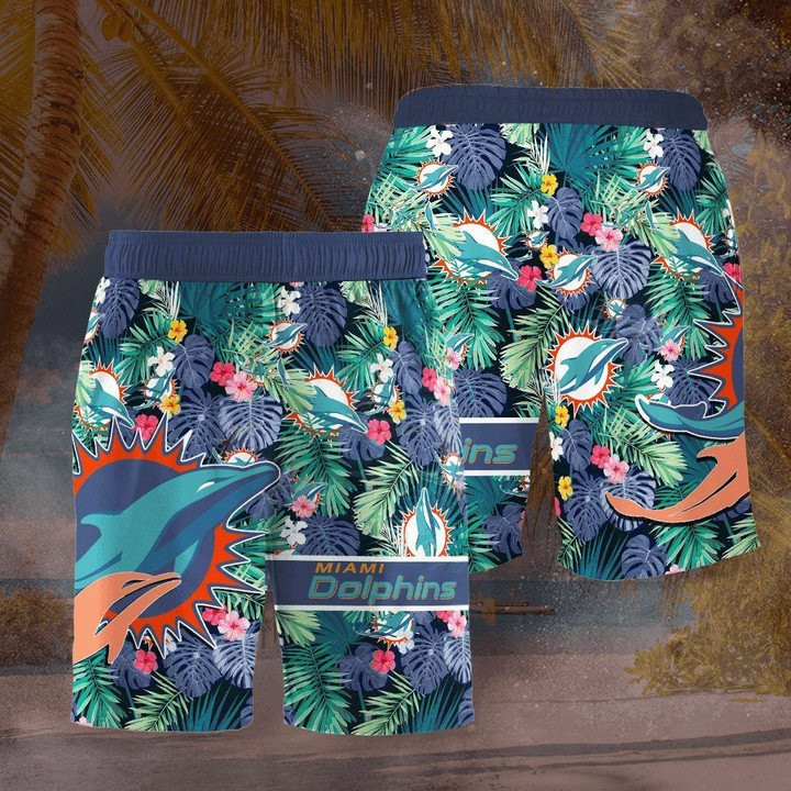 Miami Dolphins All Over Print Hawaiian Shorts Summer Shorts Men Shorts