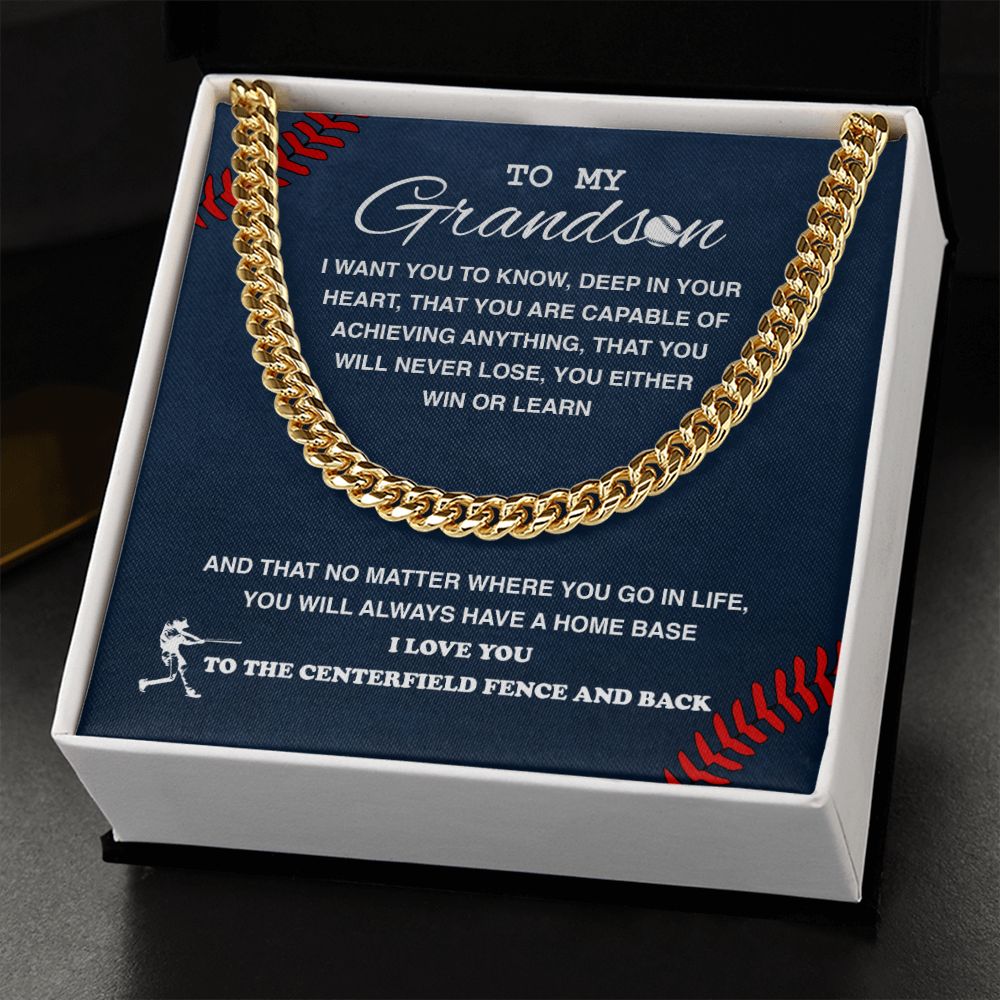 To My Baseball Grandson – Cuban Link Necklace, Cuban Link Chain