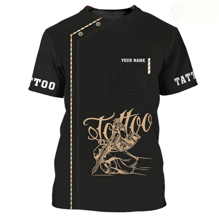 Tattoo Artist Personalized 3D Tshirt Classic Tattoo Uniform, Tattoo Studio Tshirt, Christmas Present For Tattoo