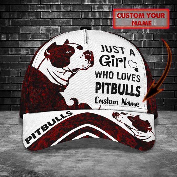 Just A Girl Who Loves Pitbull Personalized Name All Over Print Classic Cap For Dog Lovers