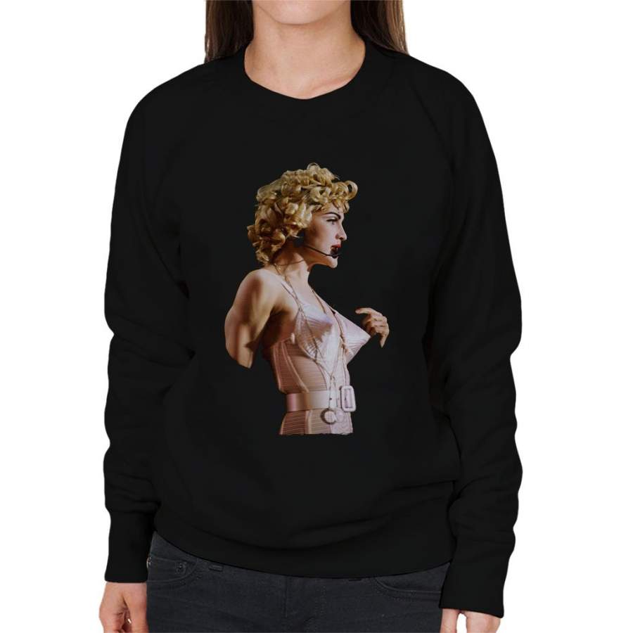 Madonna In Pink Cone Bra Corset Blonde Ambition Tour 1990 Women’s Sweatshirt