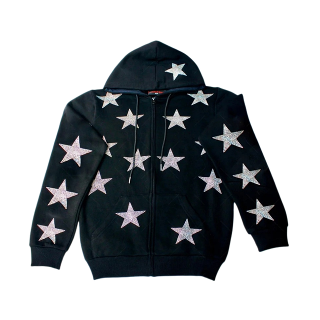 Vintage Star Graphic Hoodies Jacket Y2K Oversized Long Sleeve Sweatshirt Streetwear Fashion Harajuku Print Pocket Zipper Hoodie alx