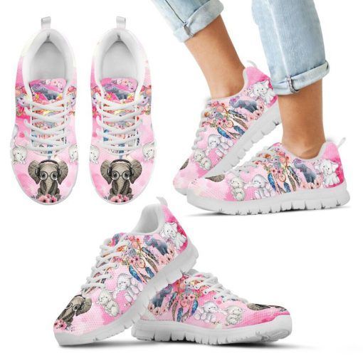 Elephants Flower Sneakers Shoes