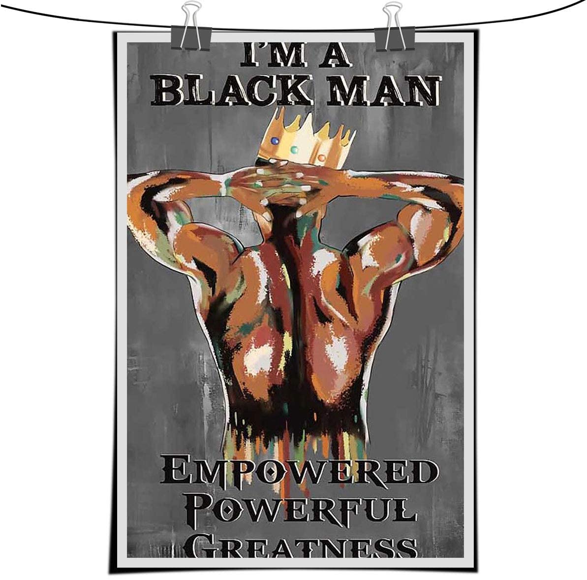 African American Black King Portrait I’M A Black Man Empowered Powerful Greatness Canvas Wall Art Gifts For Lover Husband Man Gifts