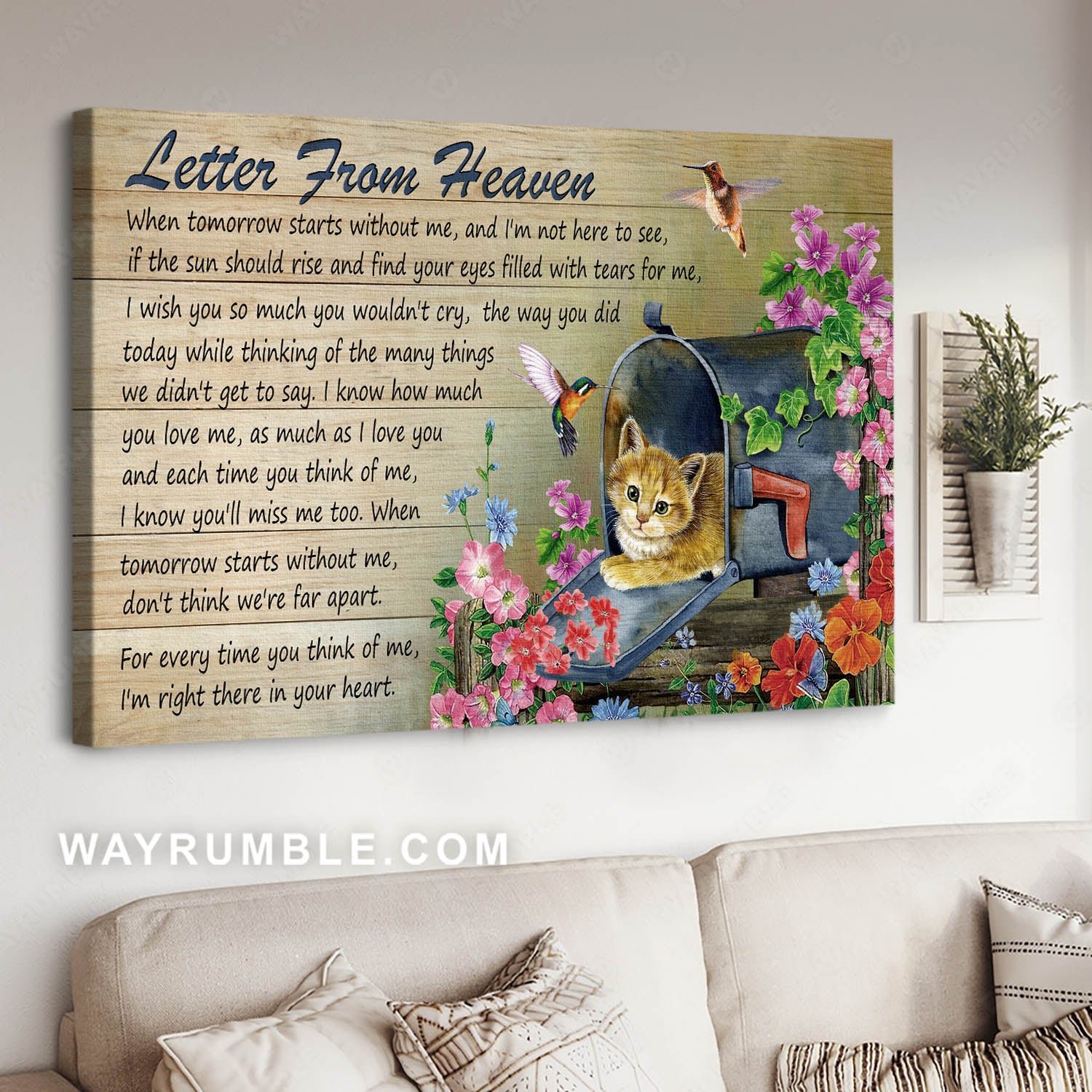 Colorful Flower, Cute Kitten, Letter Box, Letter From Heaven – Heaven Landscape Canvas Prints, Wall Art