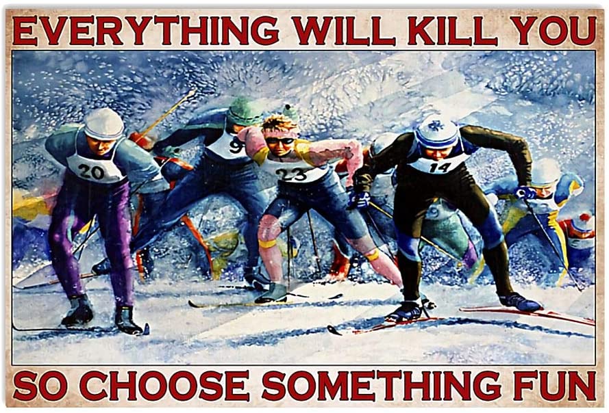 Vintage Man Skiing So Choose Something Fun Poster Art Print      Home Decor Gift For Men Women Family Friend On Birthday Xmas