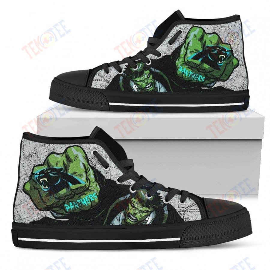 Mens Womens Carolina Panthers High Top Shoes Hulk Punch 3D Printable TMT444