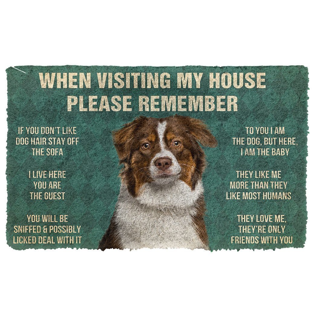 Gearhumans  GearHuman 3D Please Remember Australian Shepherd Dogs House Rules Custom Doormat