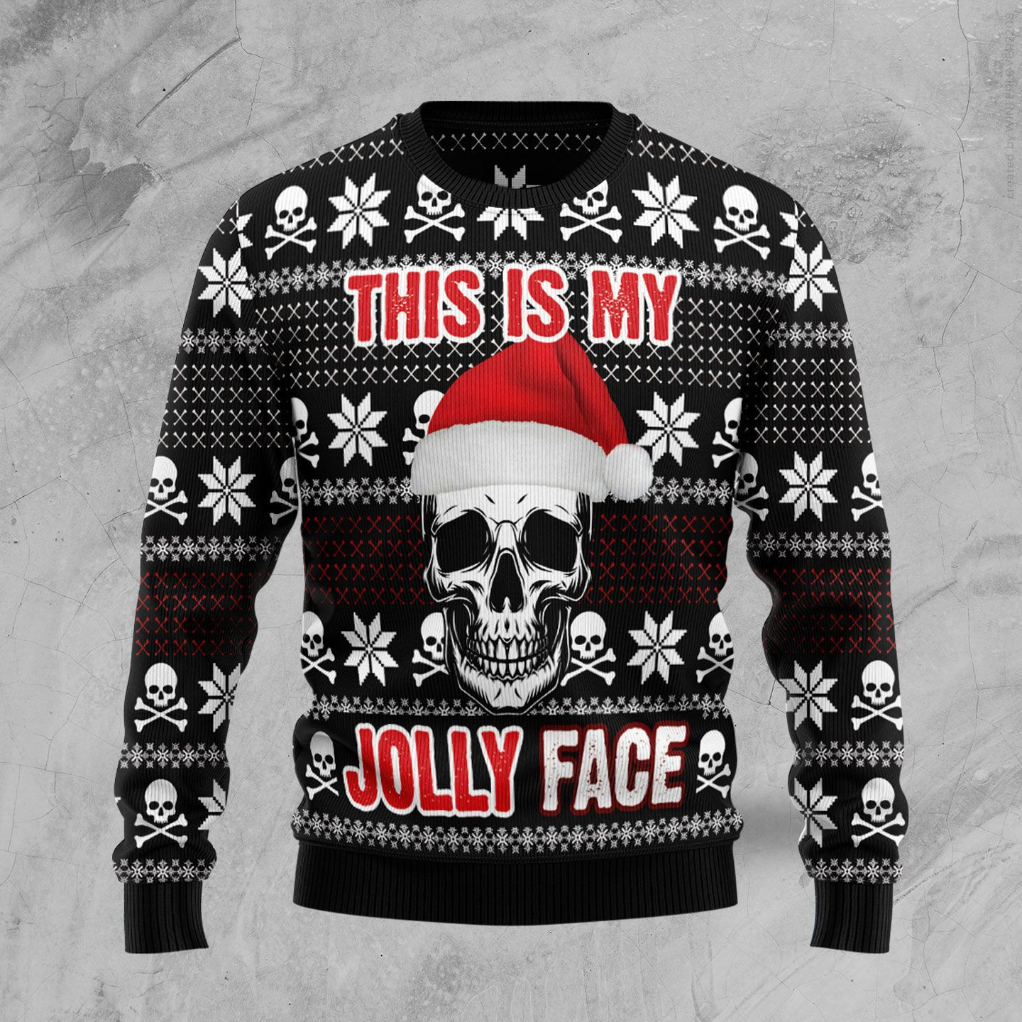 Skull Jolly Face Christmas Ugly Sweater