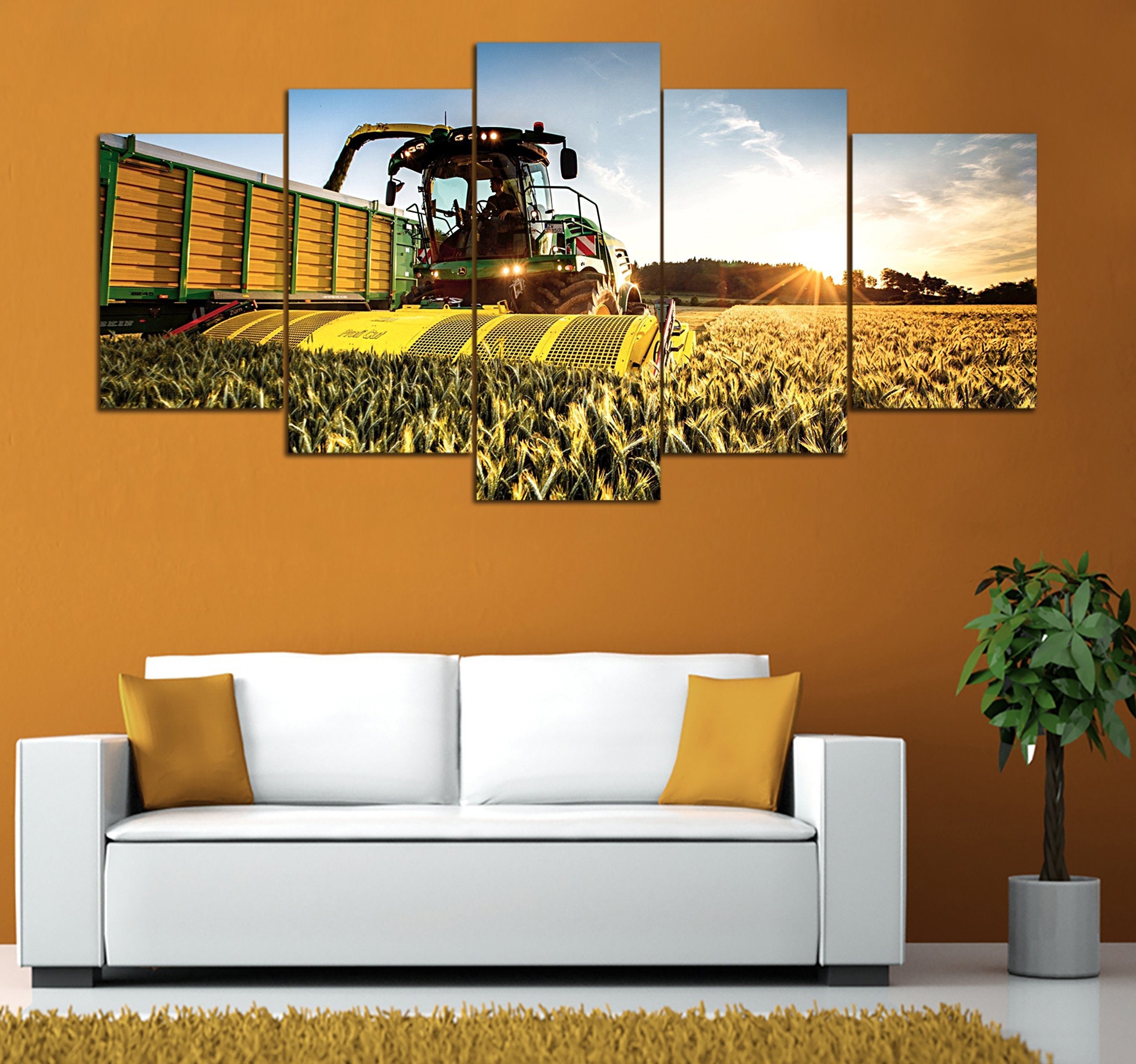 5-Piece Jd Tractor Printed Canvas Wall Art