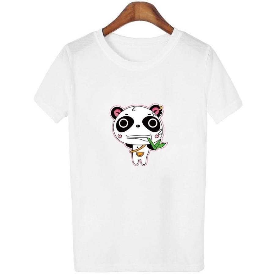 2017 Summer Latest Lady Fashion Short Sleeve Cute Panda Printed T-Shirt Harajuku Cartoon Shirt Fashionable O-Type T-Shirt