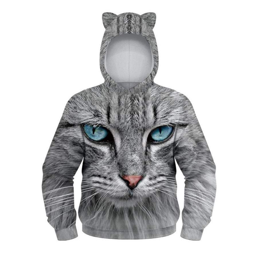 3D Print Cat Hoodies Kids Long Sleeve Boys Girls Ear Hoodie Sweatshirts Autumn Winter Children Clothes Casual Pullovers Tops