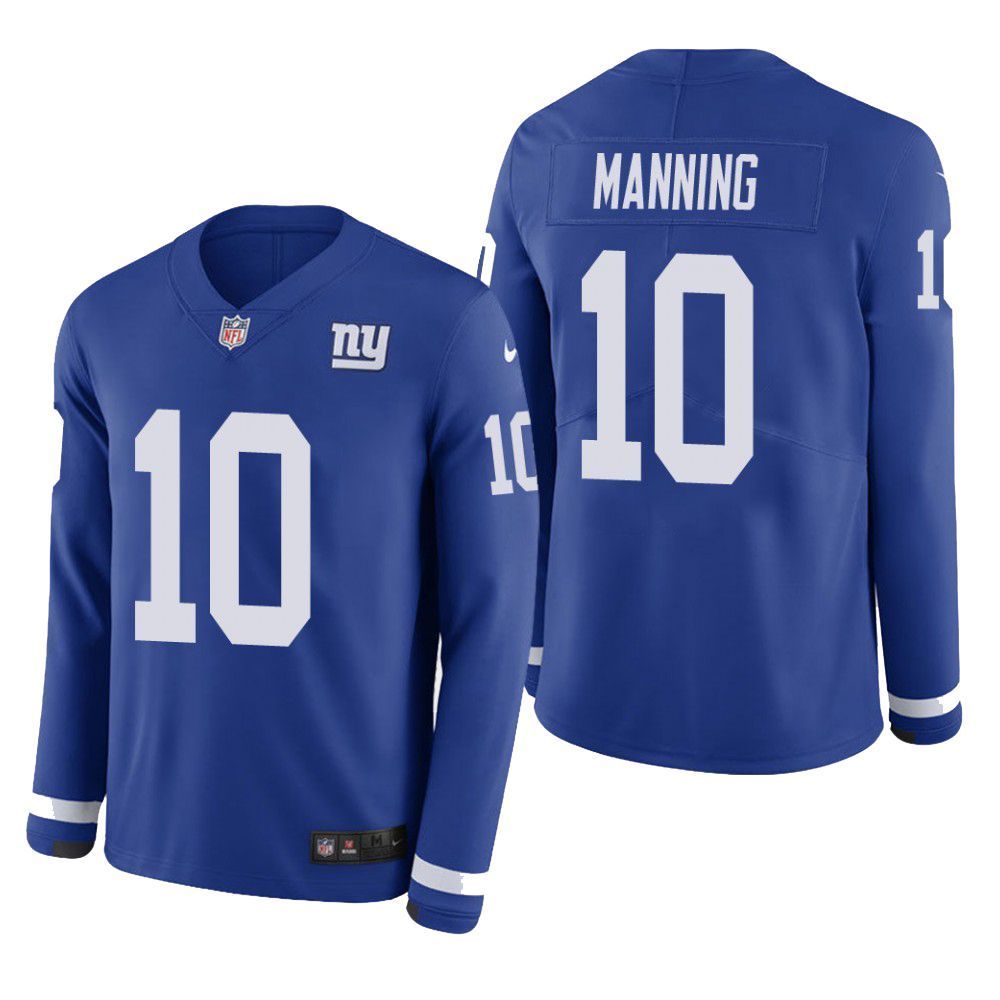 New York Giants Eli Manning Therma Long Sleeve Mens Jersey Blue