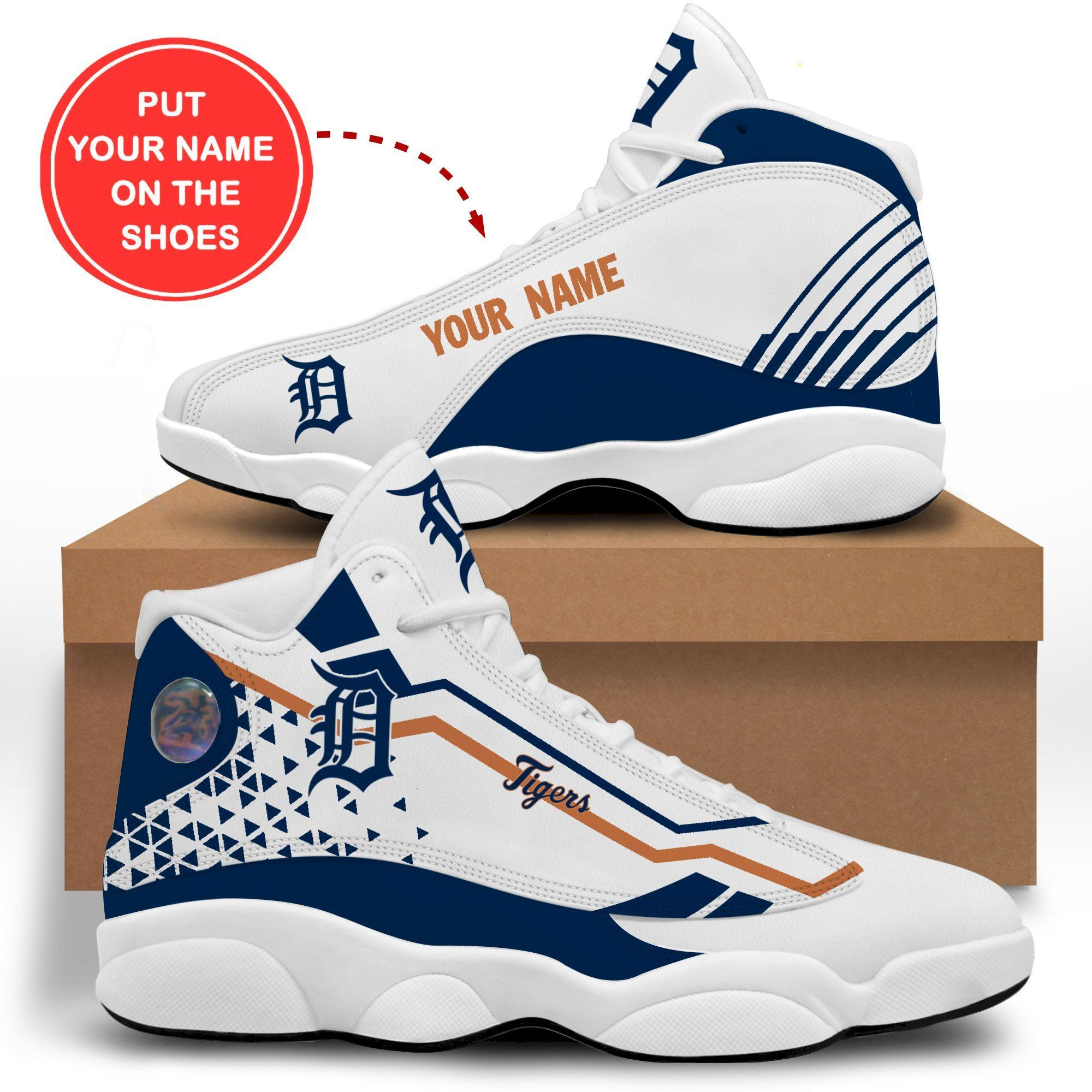 Detroit Tigers Personalized Air Jordan 13 Sneakers Sport Shoes For Fans