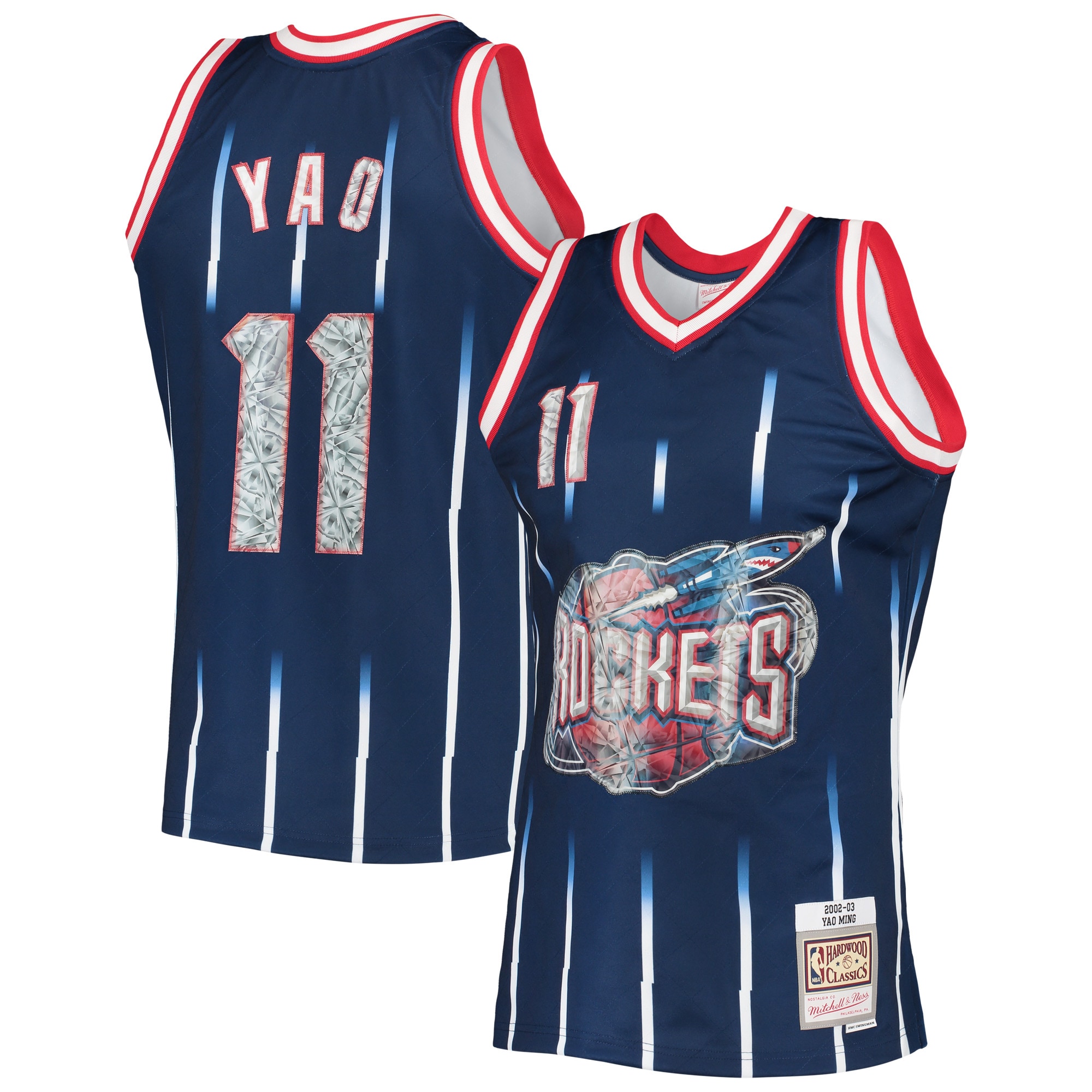 Yao Ming Houston Rockets Mitchell & Ness 1996-97 Hardwood Classics NBA 75th Anniversary Diamond Swingman Jersey – Navy