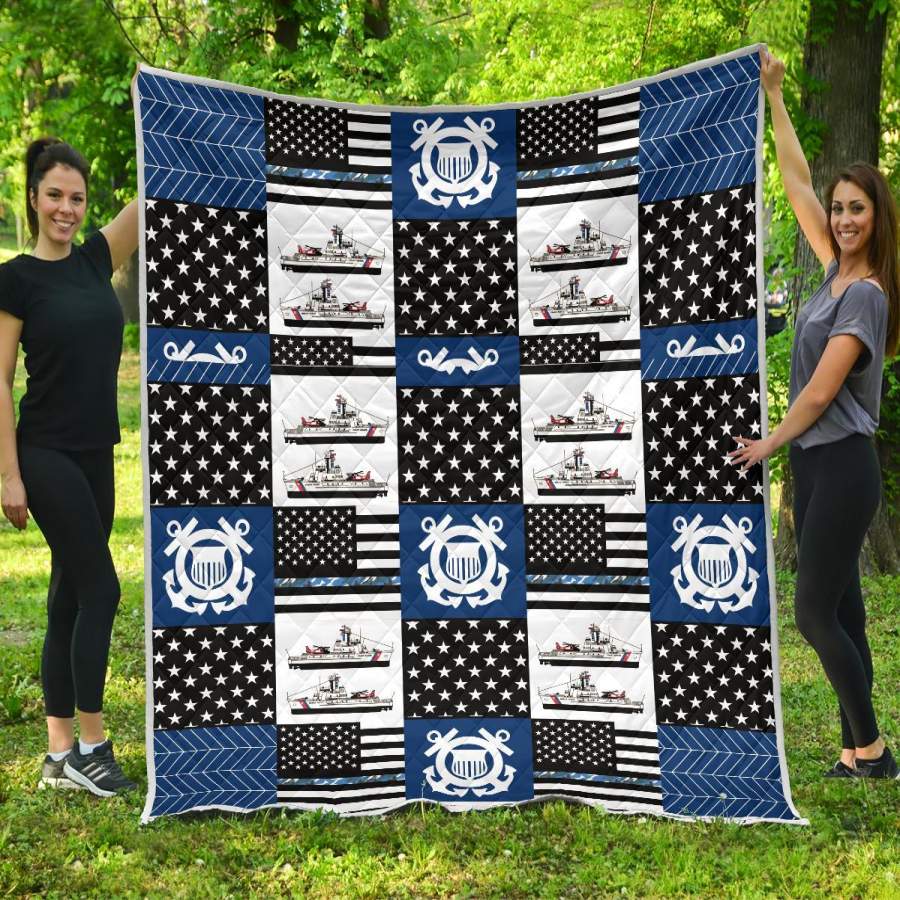 US Coastguard Art Quilt Custom Handmade Blanket