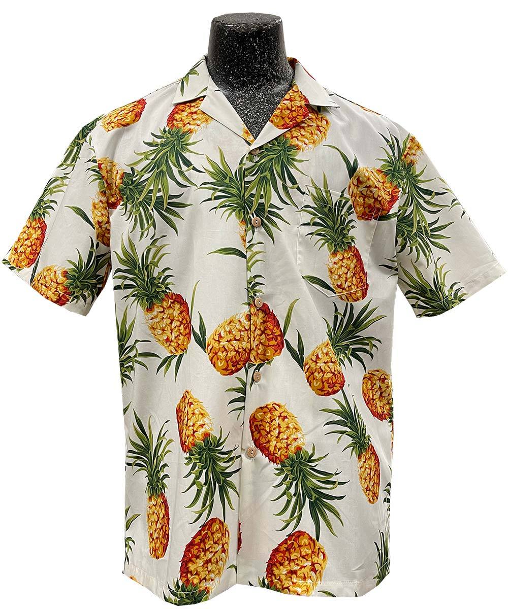 Pineapple Gold White Hawaii Summer Shirt Ha84703