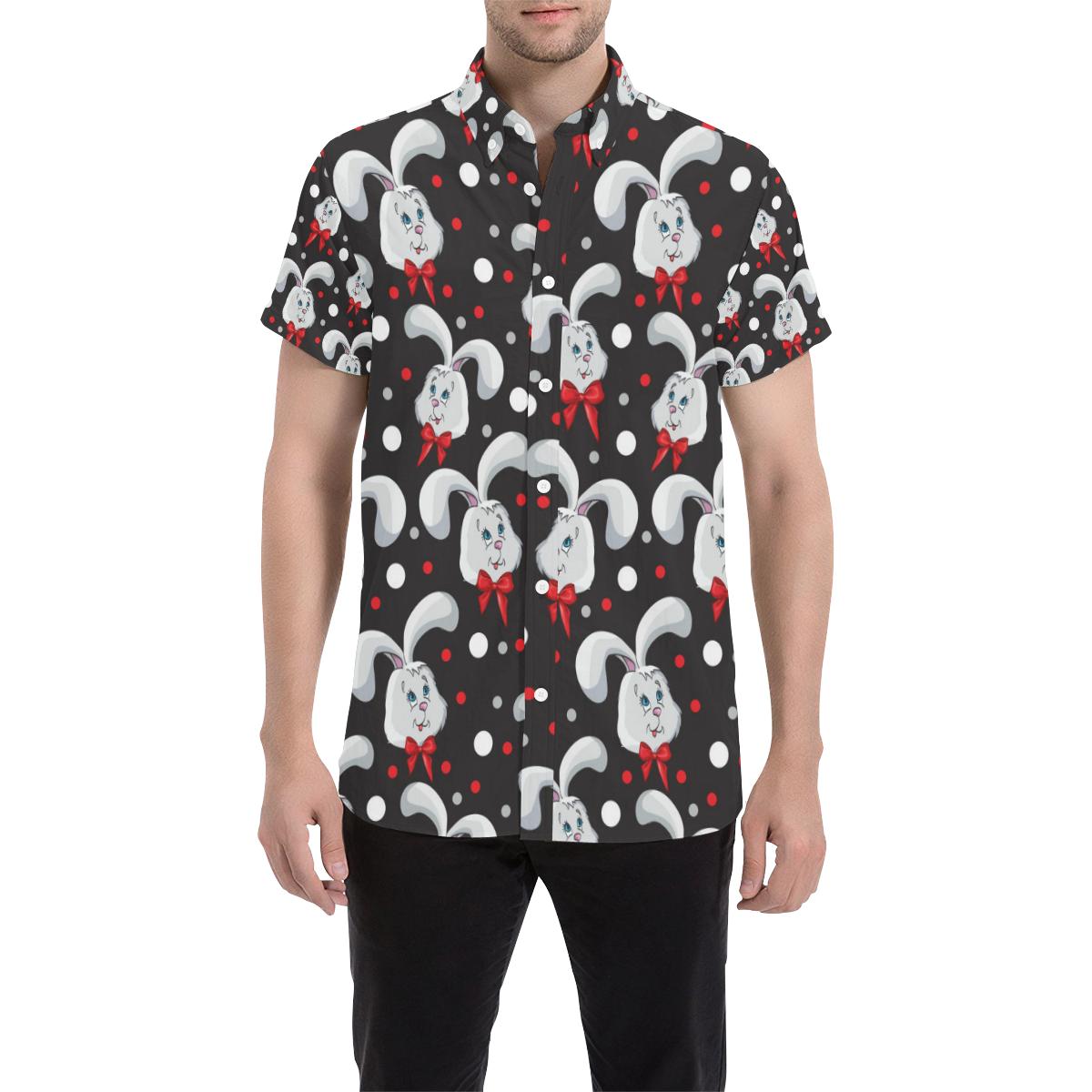 Rabbit Pattern Print Design Rb012 Men Button Up Shirt