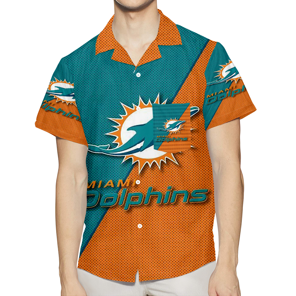 Miami Dolphins Logo 9 3D All Over Print Summer Beach Hawaiian Shirt With Pocket