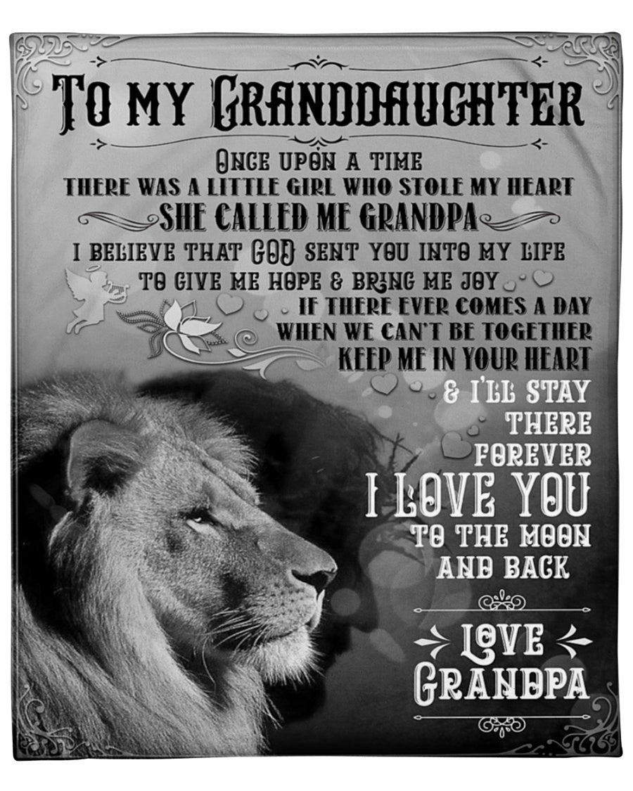 To My Granddaughter Keep Me In Your Heart Lion Gray Gift For Granddaughter From Grandma Fleece Sherpa Blanket