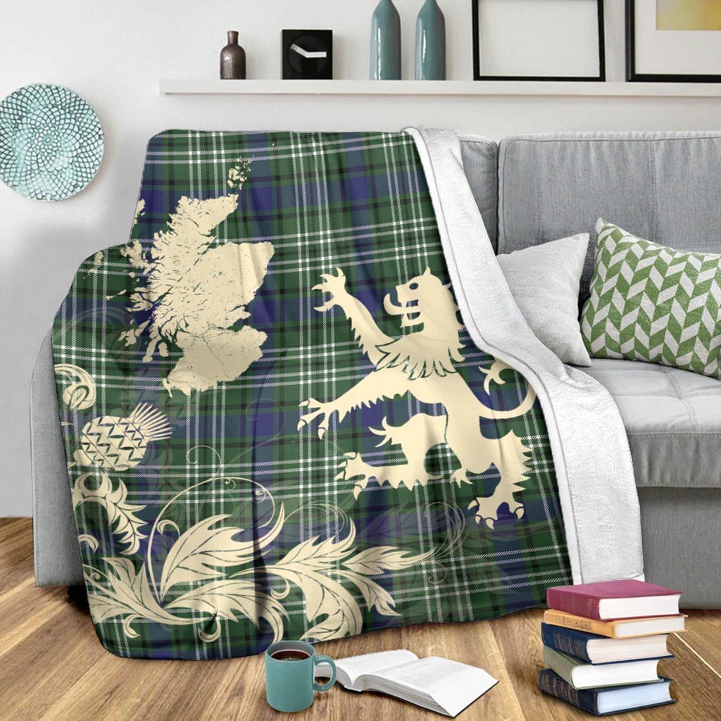 Tartan Blanket Blyth Tartan Scotland Lion Thistle Map Plaid Blanket