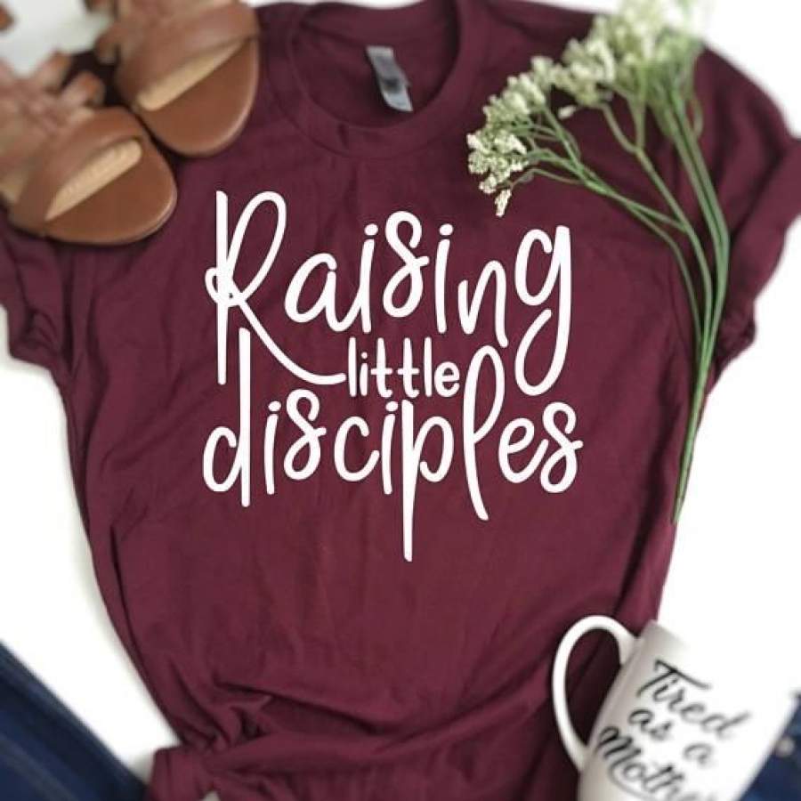 Women’S T Shirt Raising Little Disciples Letters Printed Women O-Neck Casual Cotton Funny T-Shirt