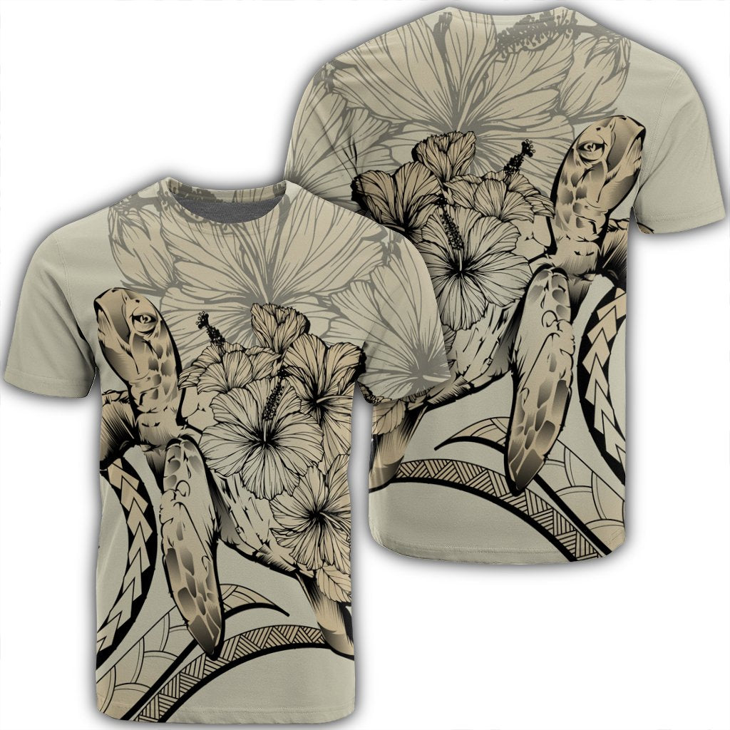 Hawaii Turtle Hibiscus Polynesian Vintage Beige Ah Ha66234