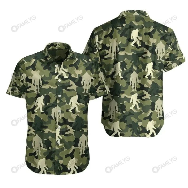 Bigfoot Funny Camo Pattern Hawaii Shirt Summer Hawaii For Couple Ha90000