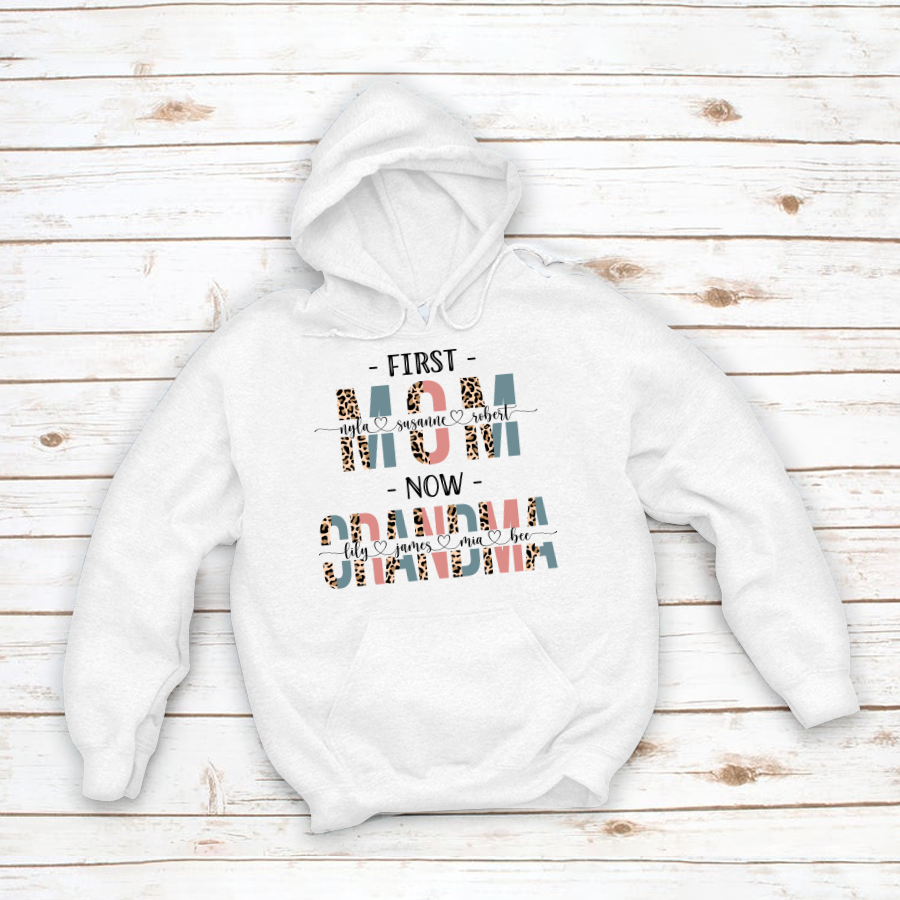 Personalized First Mom Now Grandma Leopard Hoodie