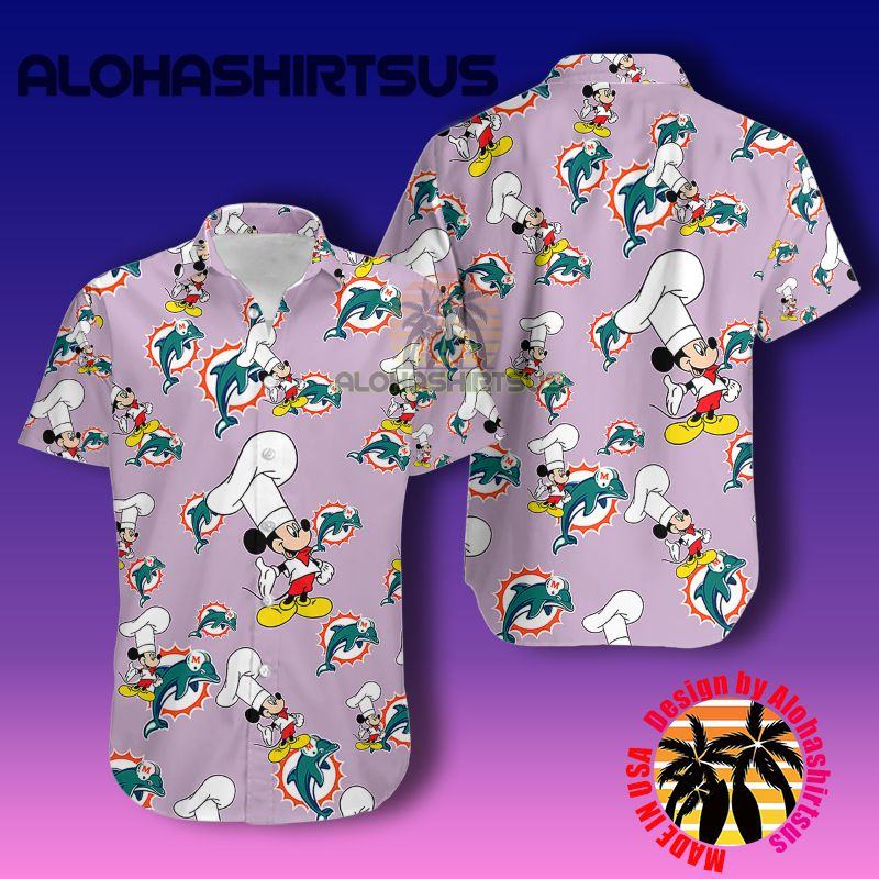 Mickey Mouse Chef Miami Dolphins Nfl Purple Hawaiian Shirt