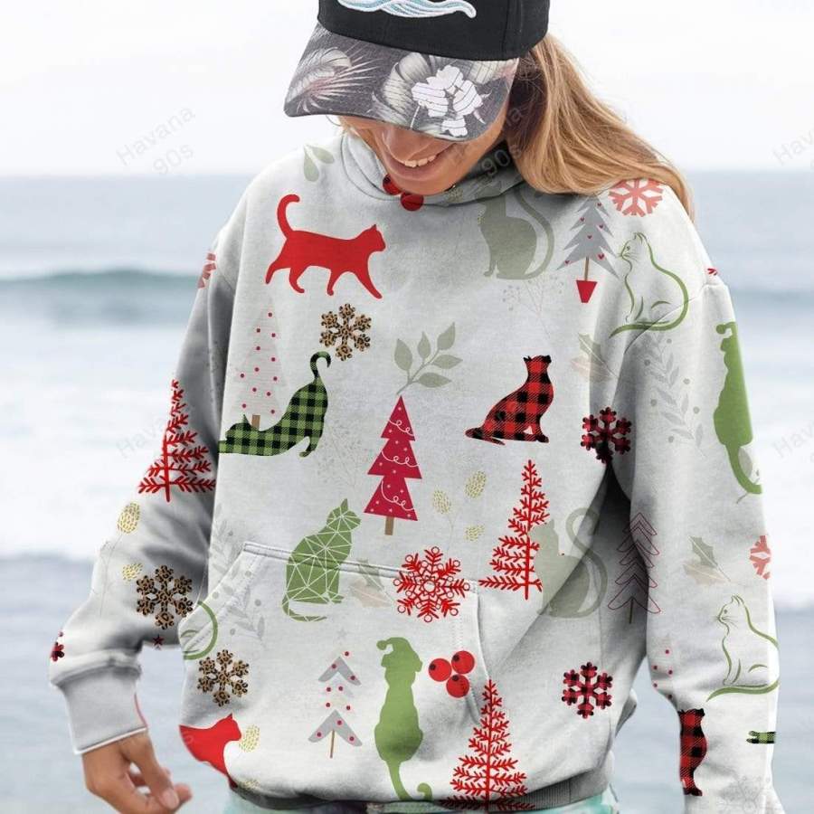 Cat Lover Christmas Hoodie 3D All Over Print