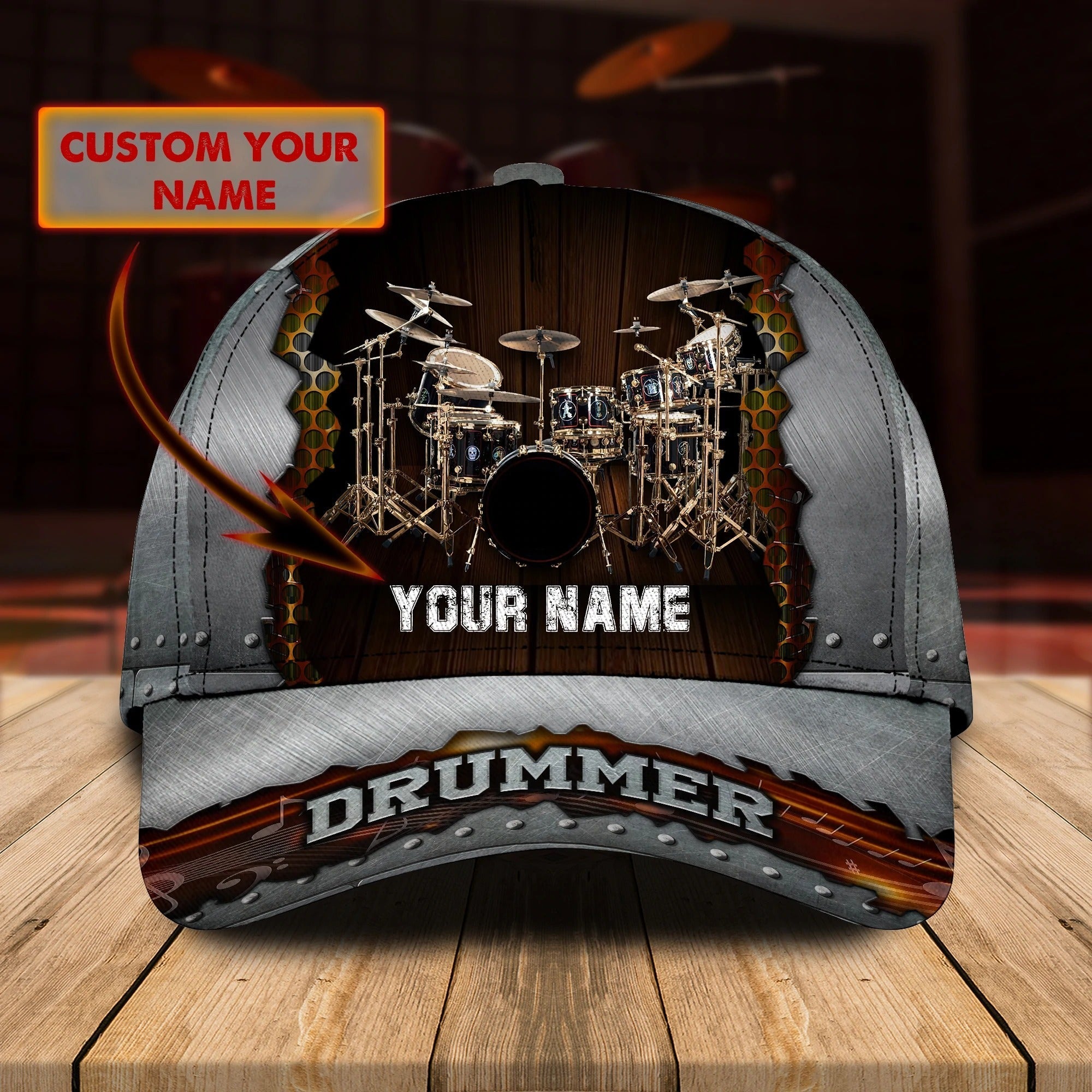 Custom Baseball 3D Cap Hat For Drummer, Drum Caps Hats, Birthday Present To Drum Lovers, Drummer Gifts