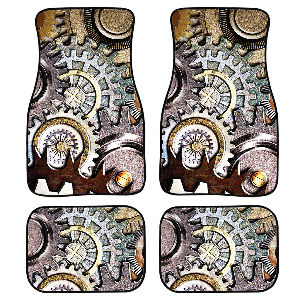 Steampunk Gears And Cogs Print Front And Back Car Floor Mats, Front Car Mat