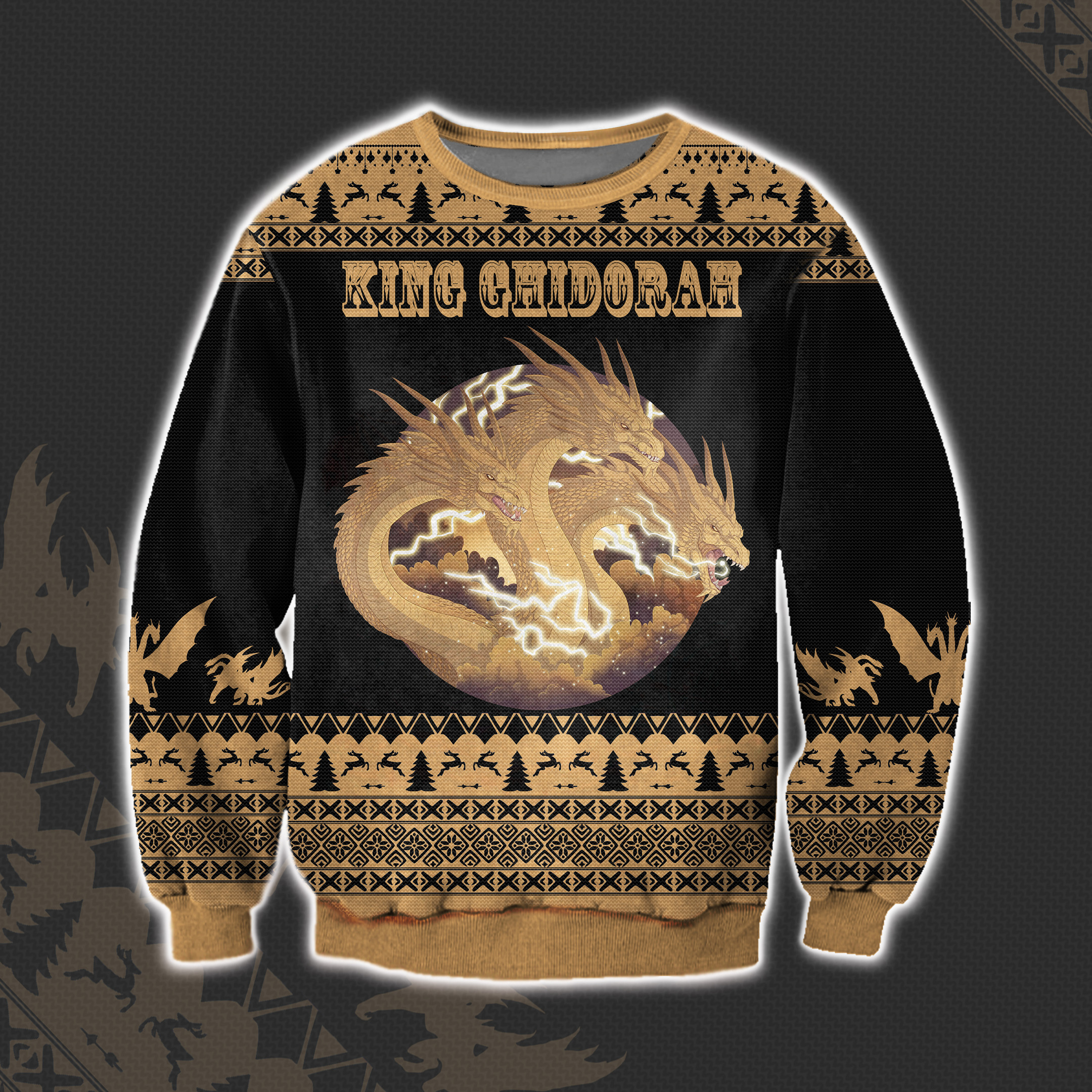 King Ghidorah Ugly Christmas Sweater