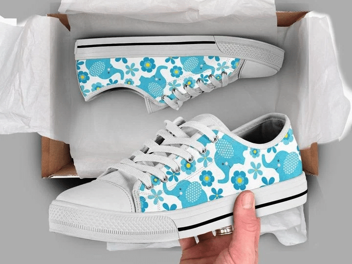 Floral Elephant Low Top Shoes Sneakers Pn206251Sb