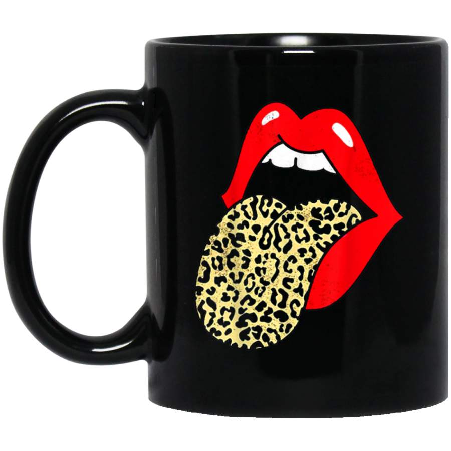 Red Lips Leopard Tongue Trendy Animal Print Vintage Gift Mug