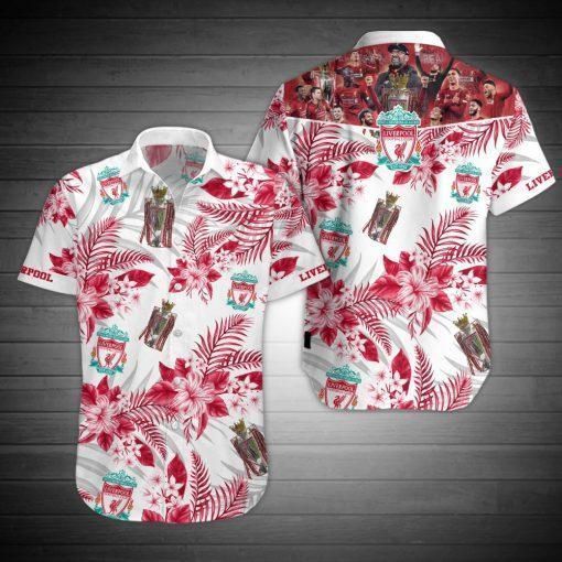 Liverpool Fc Hawaii Shirt White Men Women Beach Wear Short Sleeve Combo Ha87544